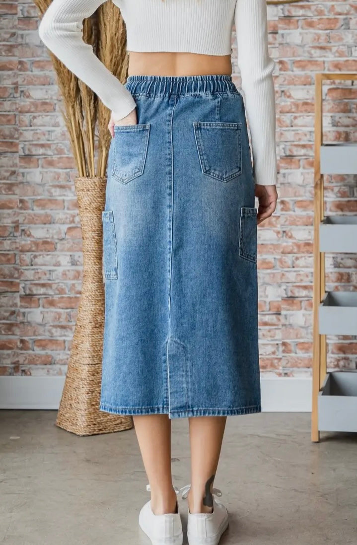 Veveret String Denim
Long Skirt