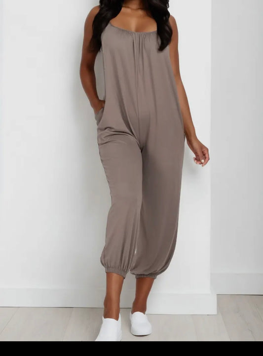 Taupe Tank Top Jumpsuit