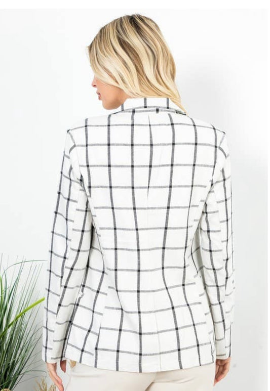 White w/black check Blazer