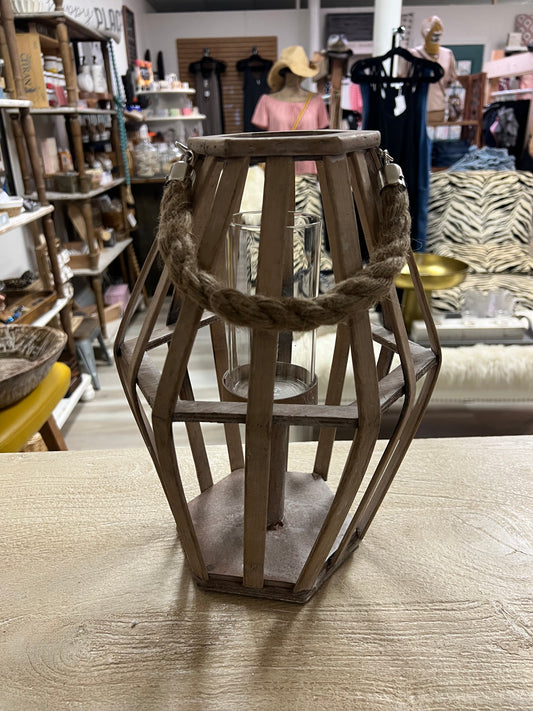 Wooden Lantern w/Glass