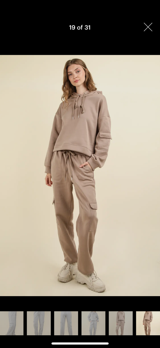 Tan Hoodie and Pants Set