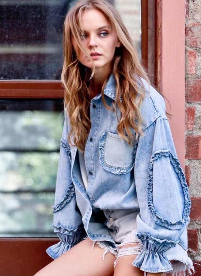 Ruffled Jean Jacket