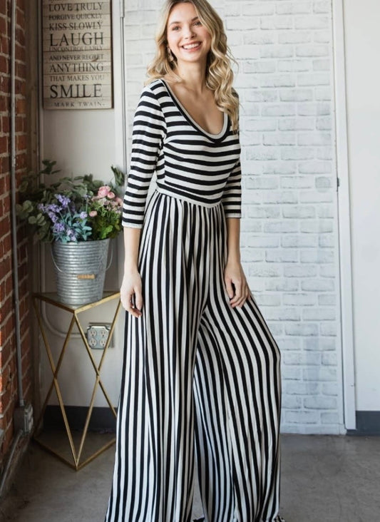 Vevevet wide leg striped Jumpsuit