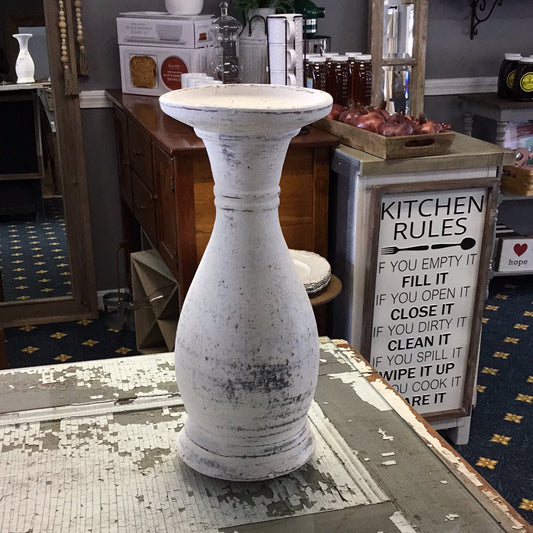 Large White Candle Stick Holder