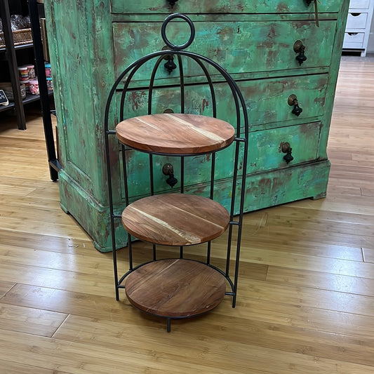 3 Tier Metal & Wooden Shelf